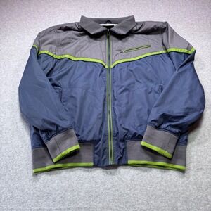 BURTON Mens XL Bomber Jacket Gray Blue Green Zip Front Casual Outerwear